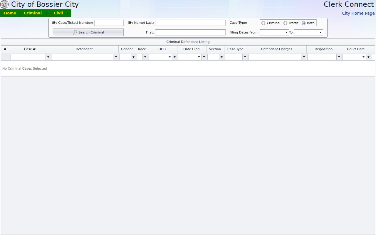 Bossier City residents directory municipal court inquiry
