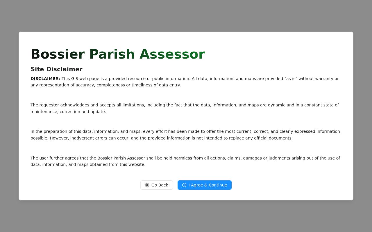 Bossier City neighbors parcel map in the current GIS viewer