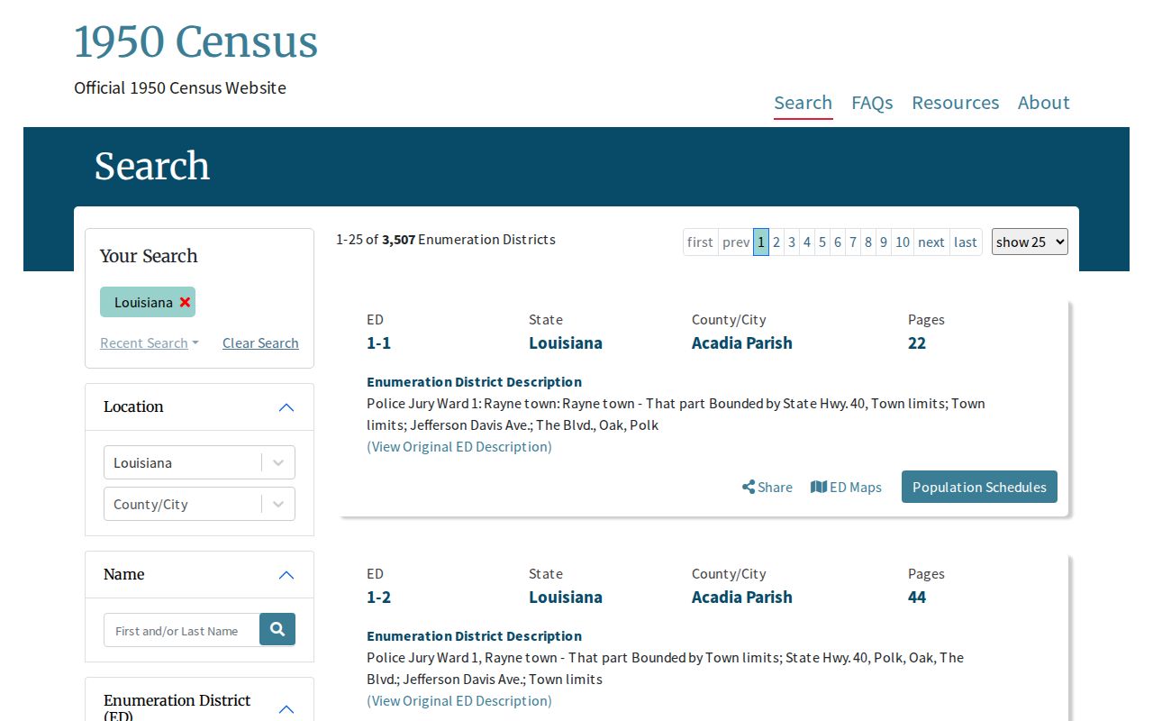 Bossier City previous residents search in the 1950 Census