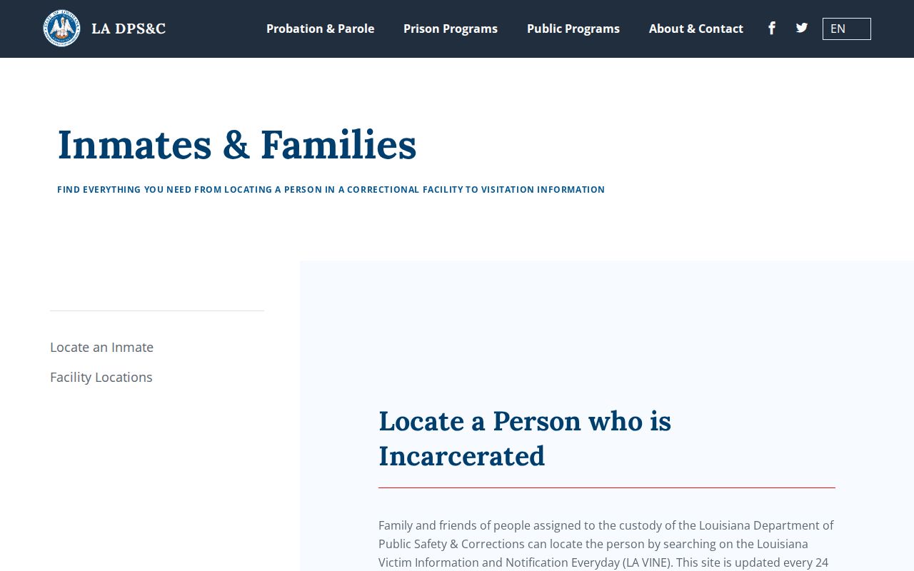 Bossier City resident lookup through Louisiana inmate information