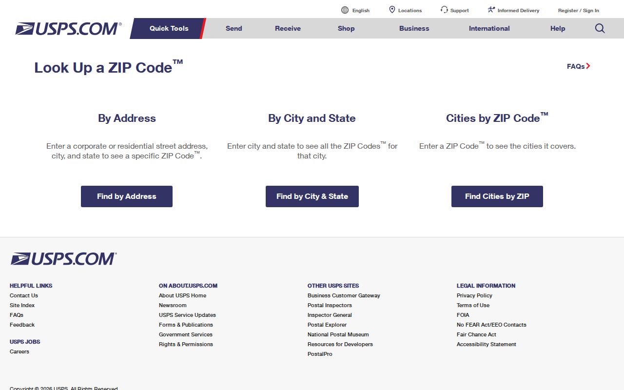 Bossier City ZIP code directory USPS address lookup screen